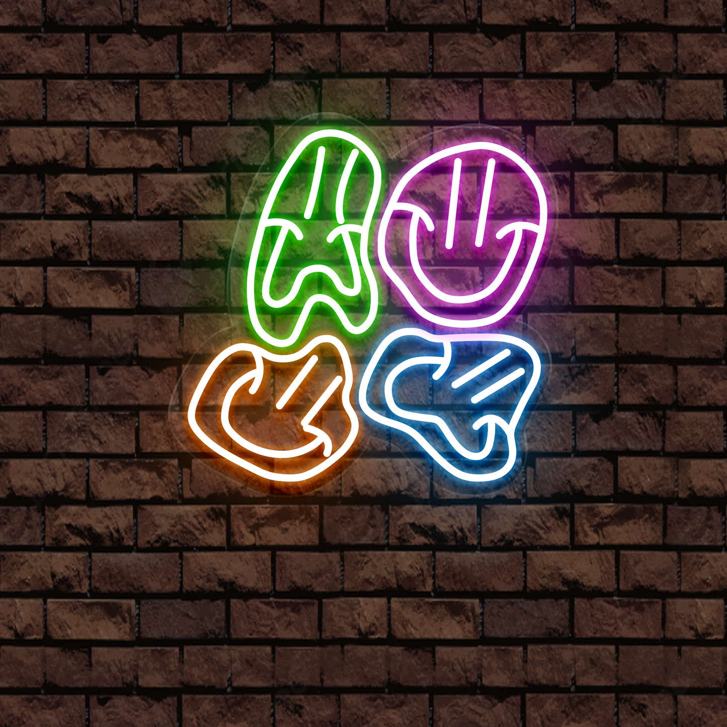 Bozuk Gülen Yüzler Neon Tabela – Led Dekoratif Duvar Aydınlatması