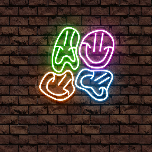 Bozuk Gülen Yüzler Neon Tabela – Led Dekoratif Duvar Aydınlatması
